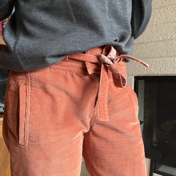 Sundance Emily Cropped Ankle Coral Corduroy Pants Size 4 - Picture 8 of 10